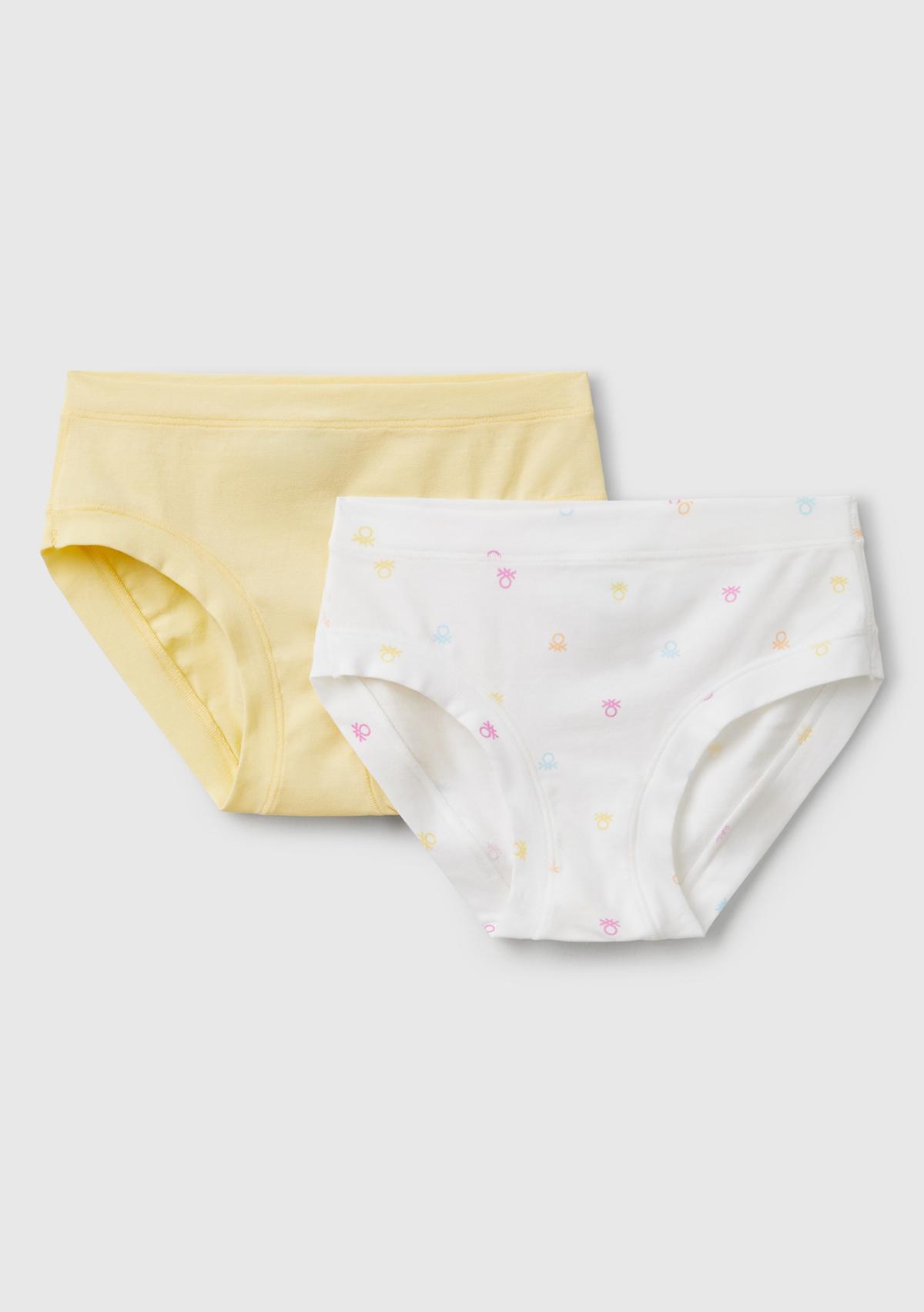  Kız Çocuk Beyaz Mix Klasik Kesim 2'li Külot Seti