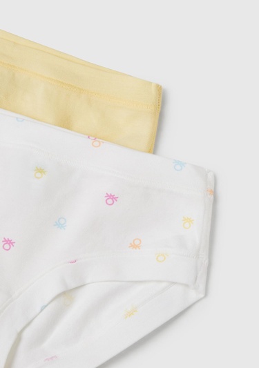  Kız Çocuk Beyaz Mix Klasik Kesim 2'li Külot Seti