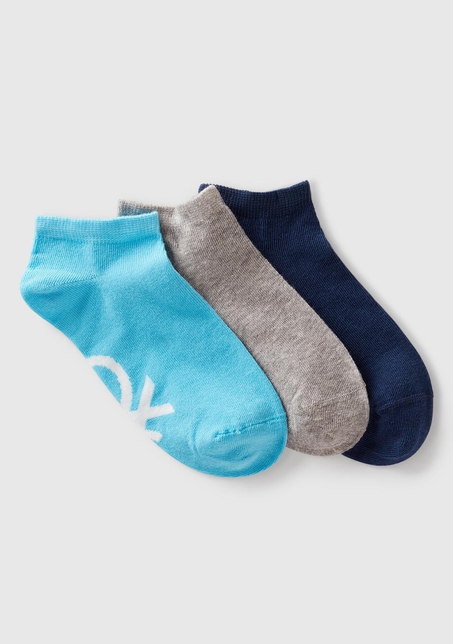  Erkek Çocuk Lacivert Mix Desenli 3'lü Patik Çorap Seti