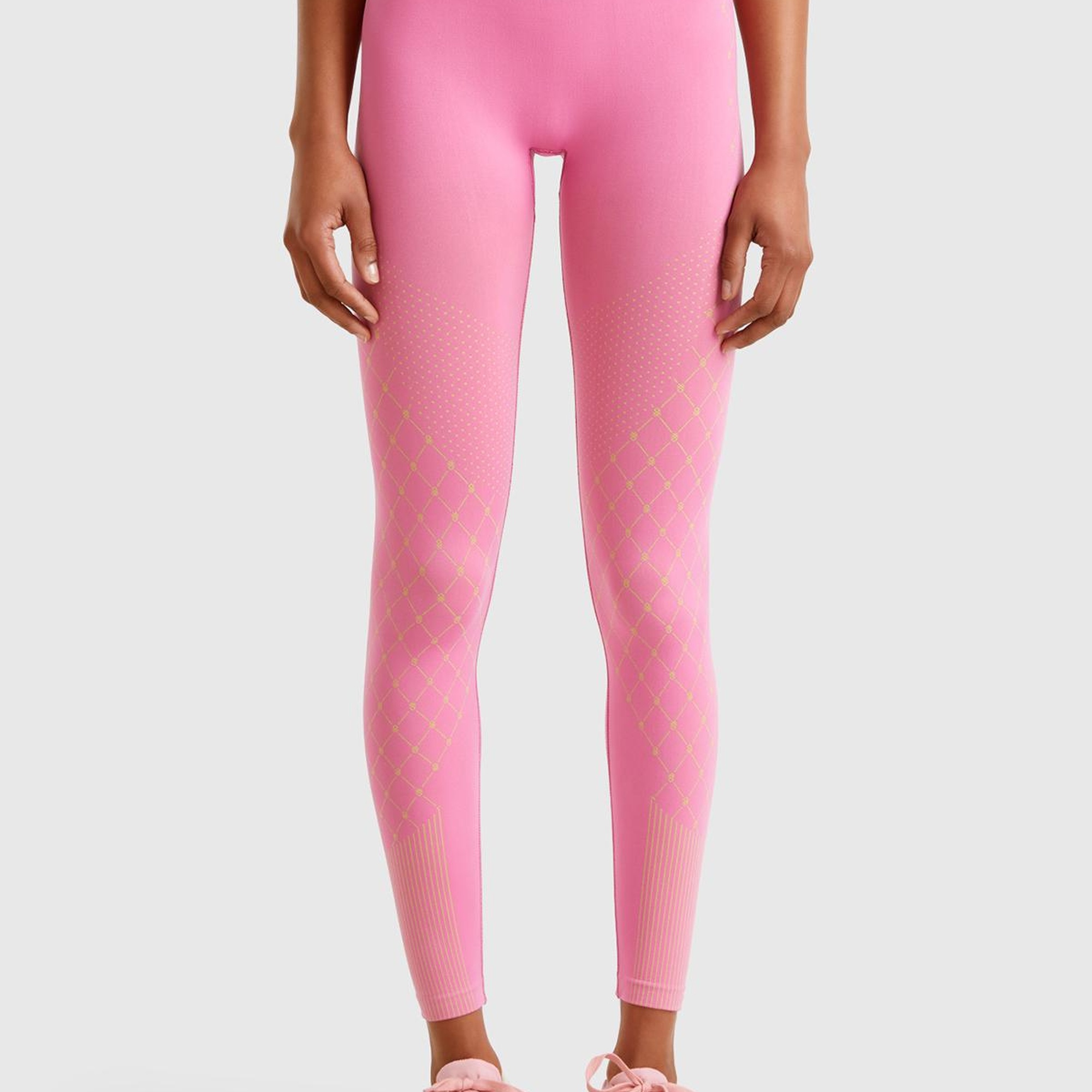 Kadın Pembe Desenli Dikişsiz Tayt