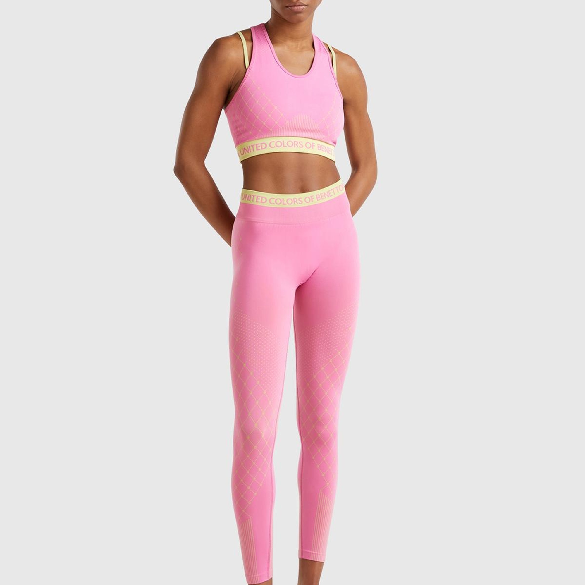 Kadın Pembe Desenli Dikişsiz Tayt