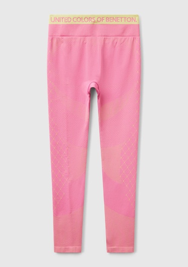  Kadın Pembe Desenli Dikişsiz Tayt