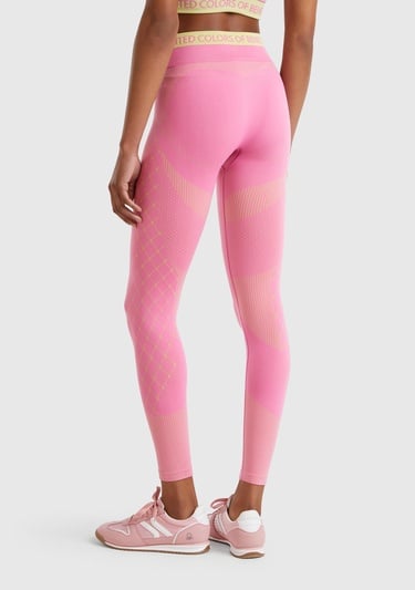  Kadın Pembe Desenli Dikişsiz Tayt