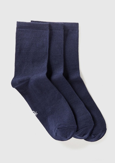  Unisex Lacivert 3'lü Soket Çorap