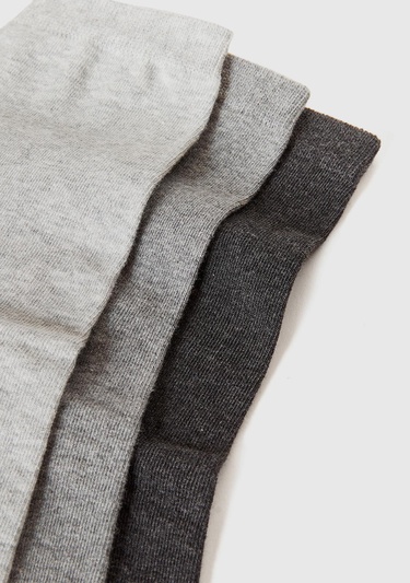  Unisex Gri 3'lü Soket Çorap