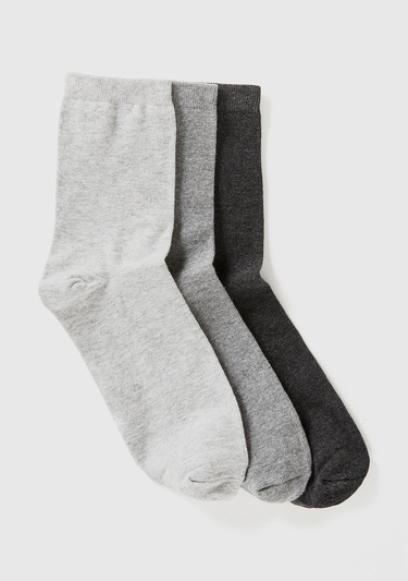 Unisex Gri 3'lü Soket Çorap
