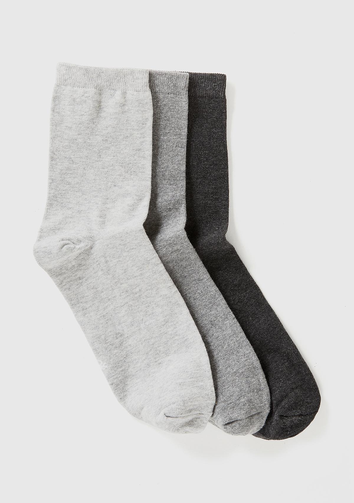  Unisex Gri 3'lü Soket Çorap