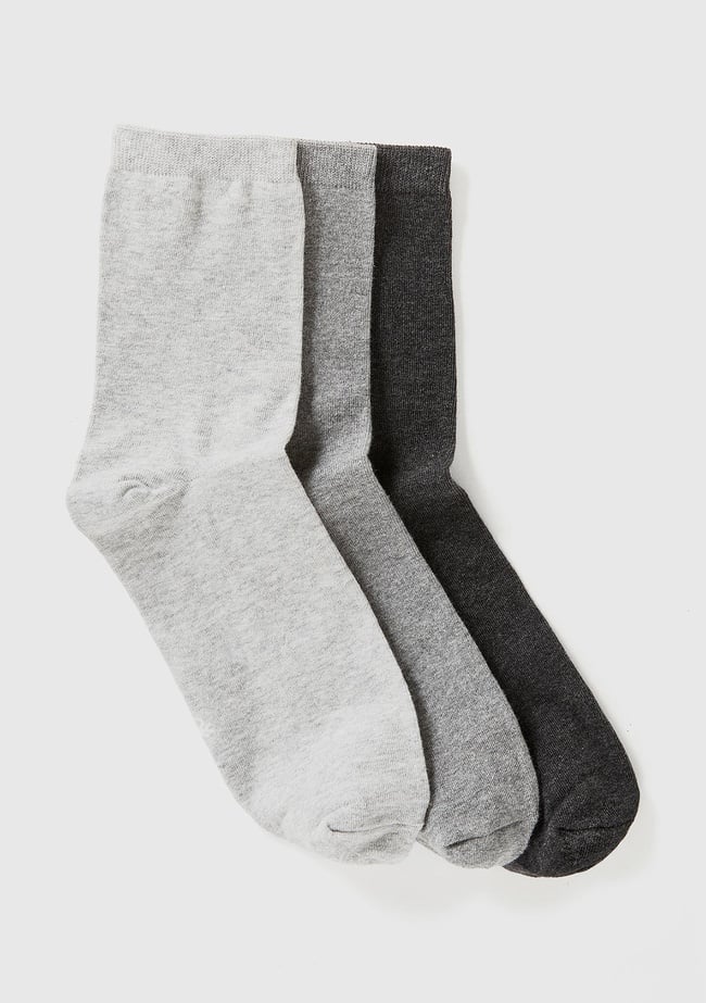  Unisex Gri 3'lü Soket Çorap