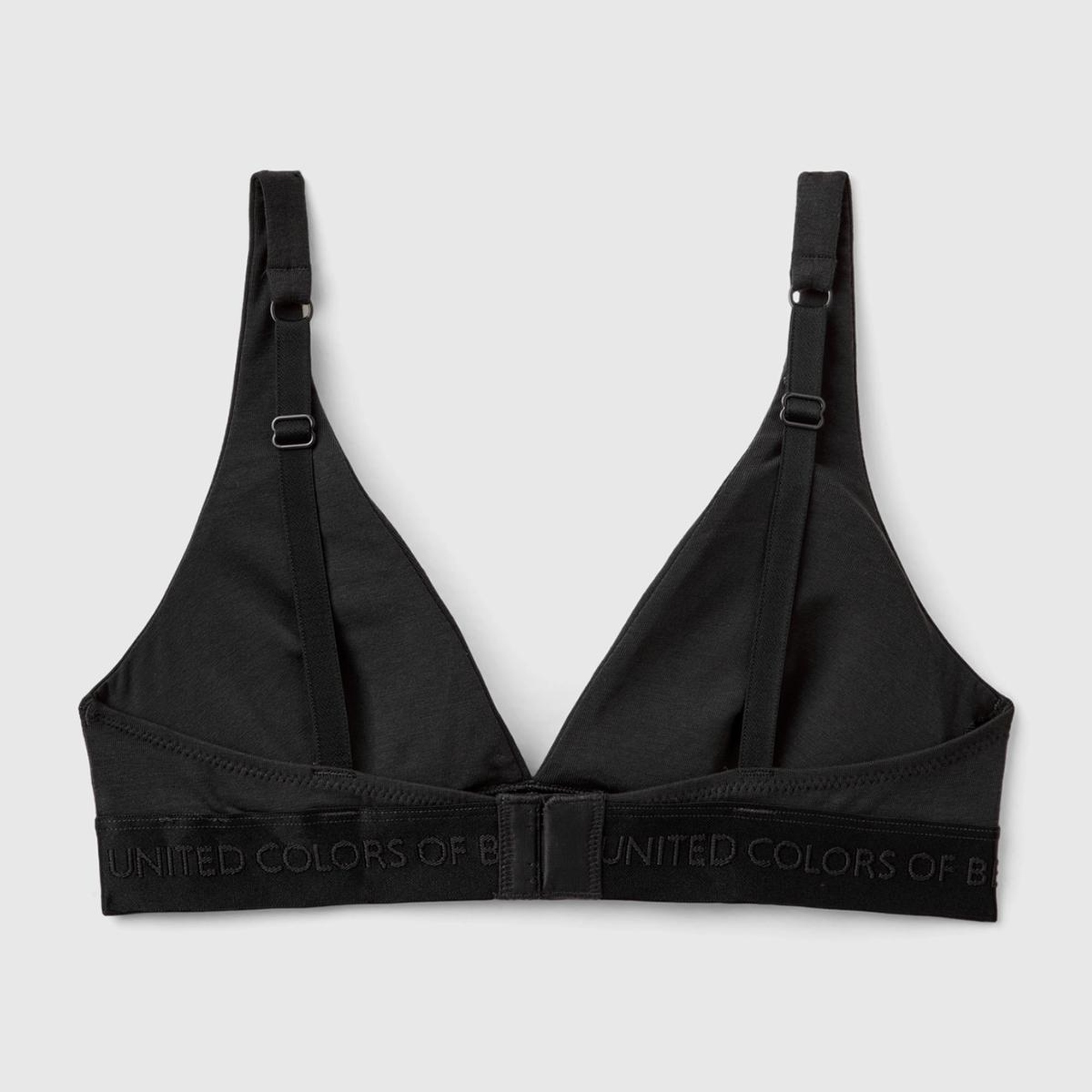 Kadın Siyah Pamuk Karışımlı Logo Bantlı V Yaka Sütyen