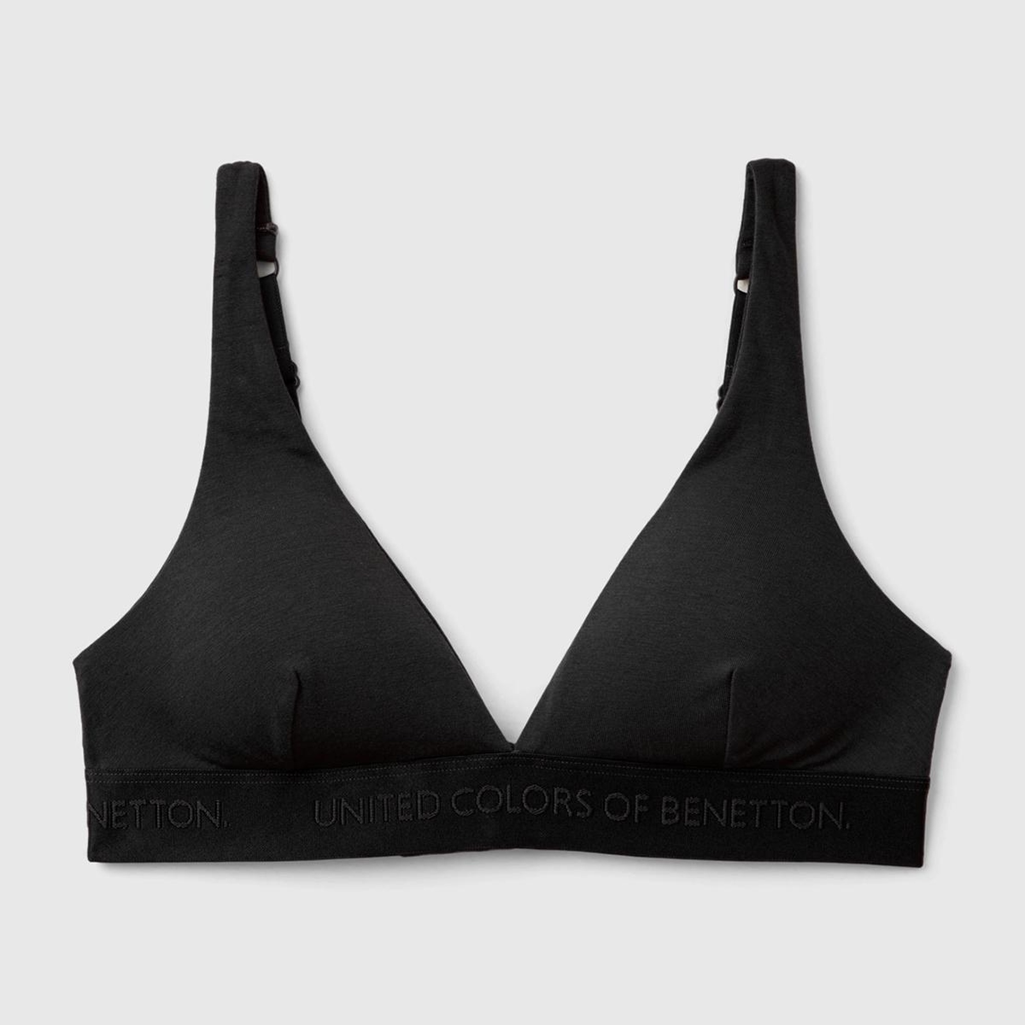 Kadın Siyah Pamuk Karışımlı Logo Bantlı V Yaka Sütyen