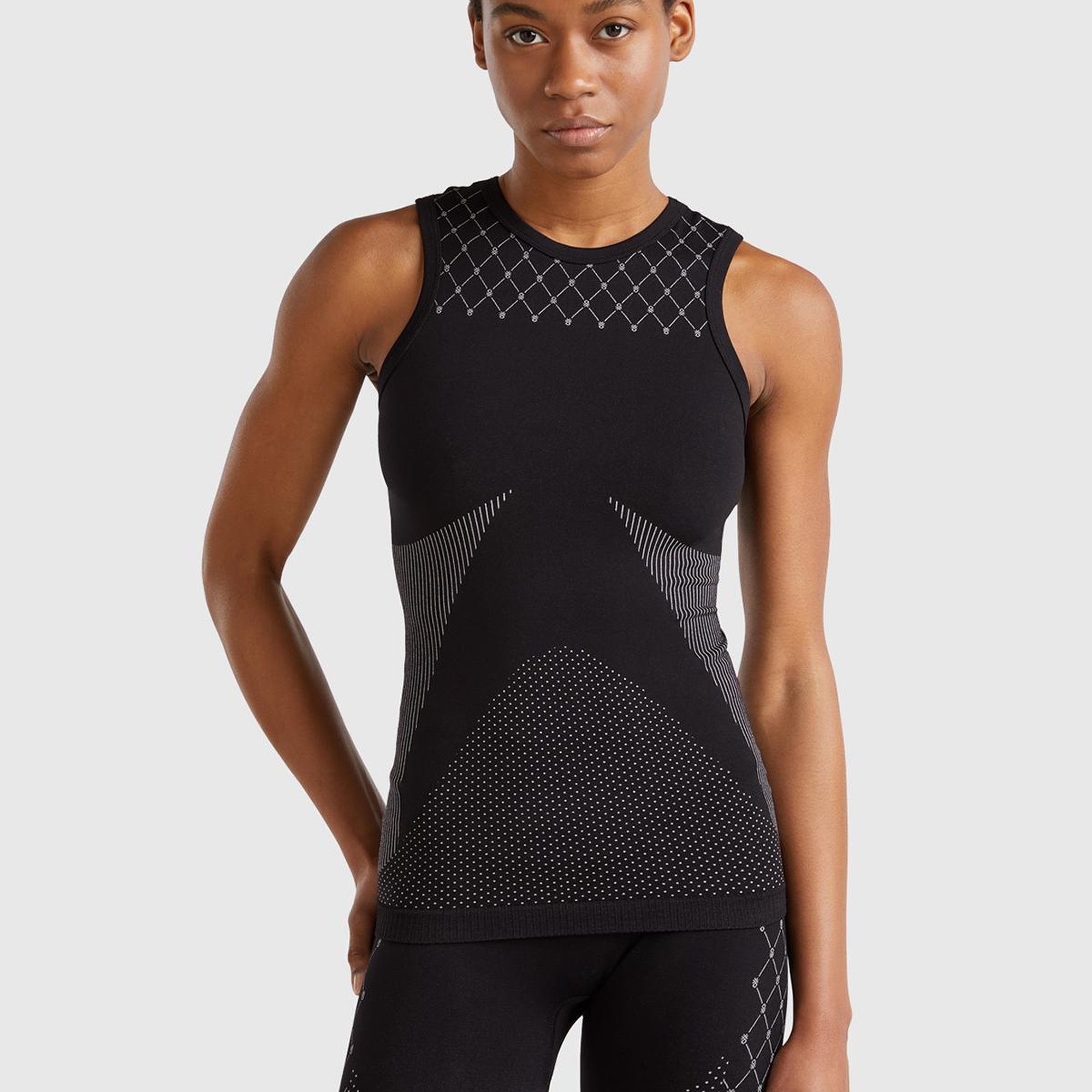 Kadın Siyah Desenli Dikişsiz Atlet