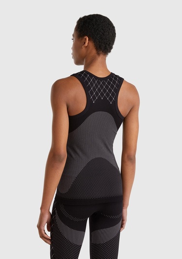  Kadın Siyah Desenli Dikişsiz Atlet