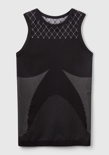  Kadın Siyah Desenli Dikişsiz Atlet