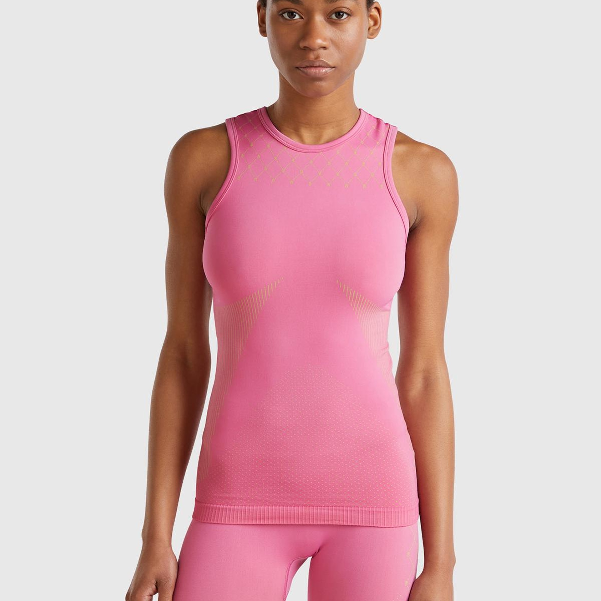 Kadın Pembe Desenli Dikişsiz Atlet