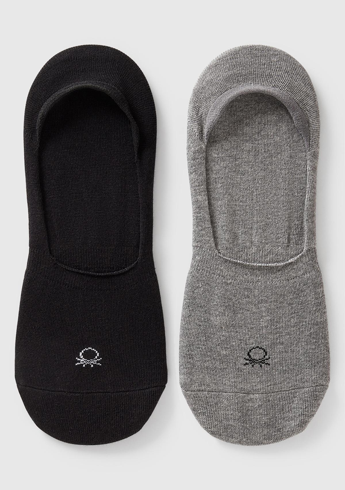  Unisex Siyah-Gri 2'li Babet Çorap