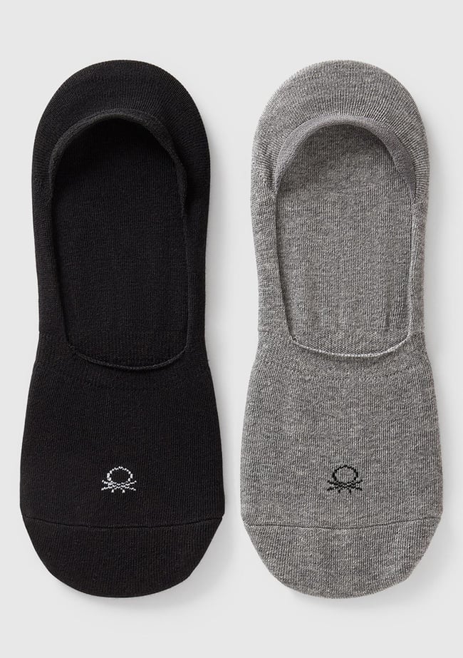  Unisex Siyah-Gri 2'li Babet Çorap