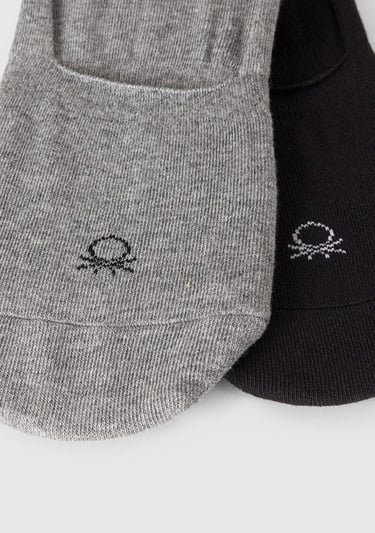  Unisex Siyah-Gri 2'li Babet Çorap