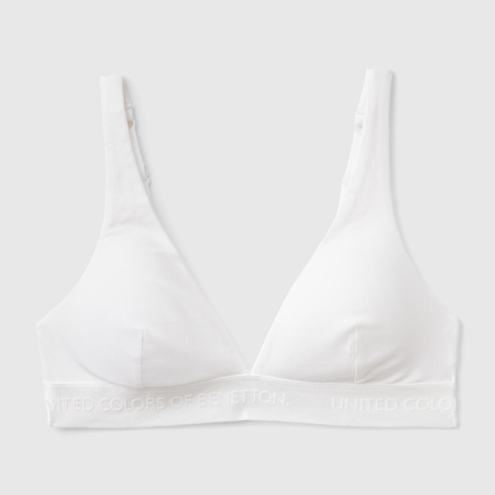 Kadın Beyaz Pamuk Karışımlı Logo Bantlı V Yaka Sütyen