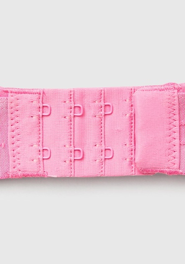  Kadın Pembe Pamuk Karışımlı Logo Bantlı V Yaka Sütyen