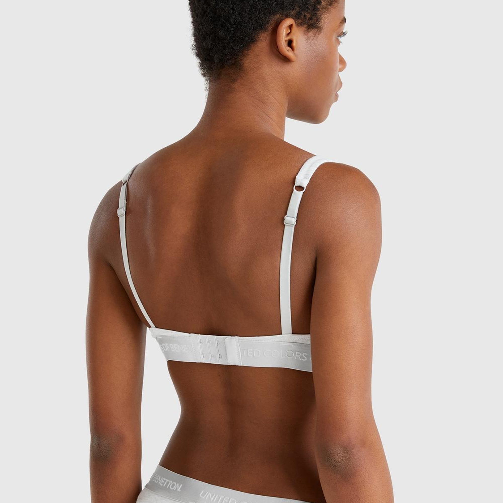 Kadın Gri Pamuk Karışımlı Logo Bantlı V Yaka Sütyen