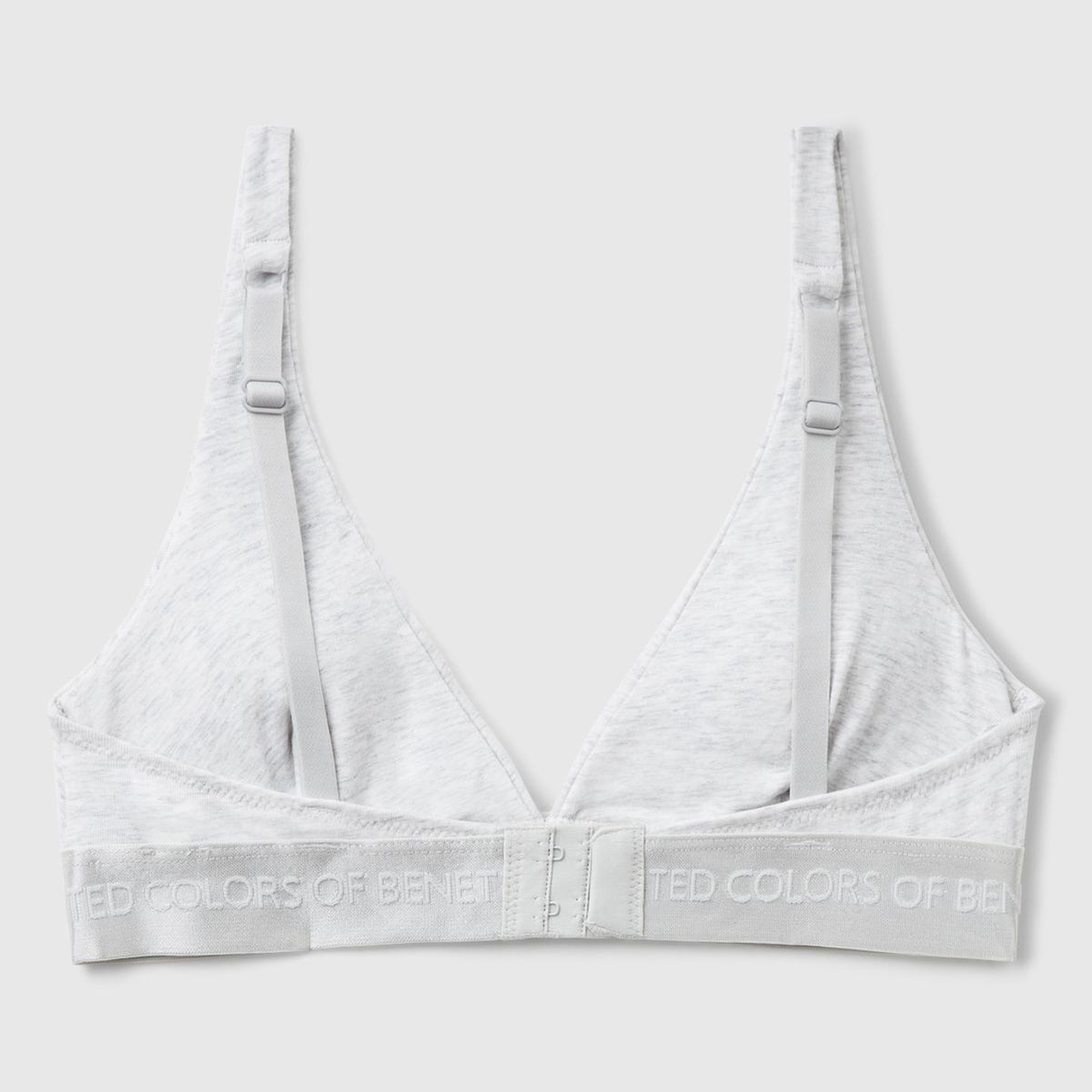 Kadın Gri Pamuk Karışımlı Logo Bantlı V Yaka Sütyen