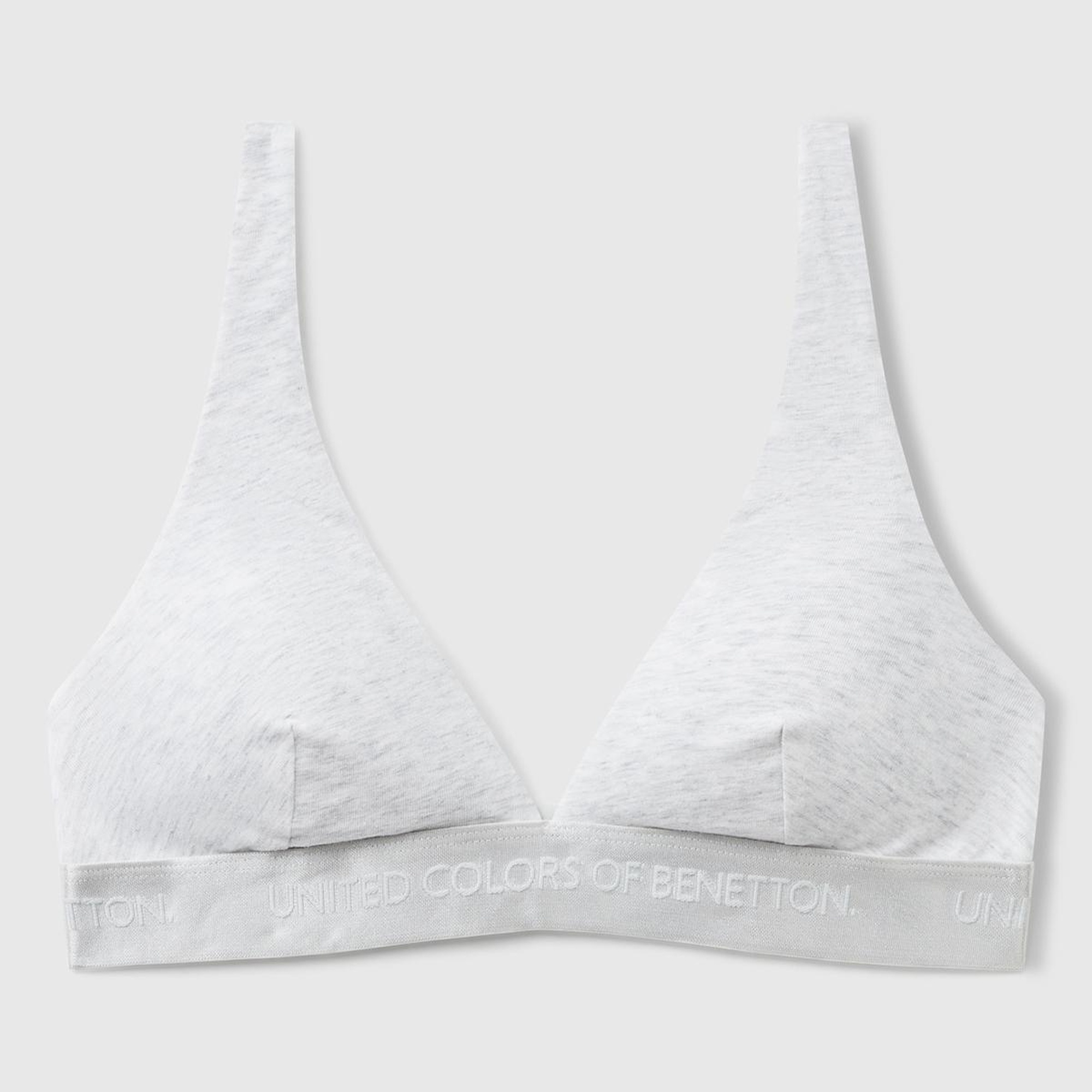 Kadın Gri Pamuk Karışımlı Logo Bantlı V Yaka Sütyen