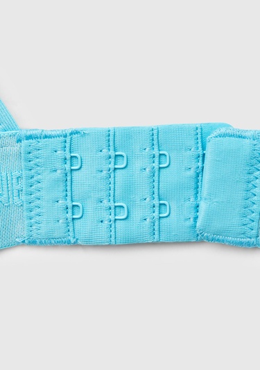  Kadın Mavi Pamuk Karışımlı Logo Bantlı Ayarlanabilir Askılı Bikini Üstü