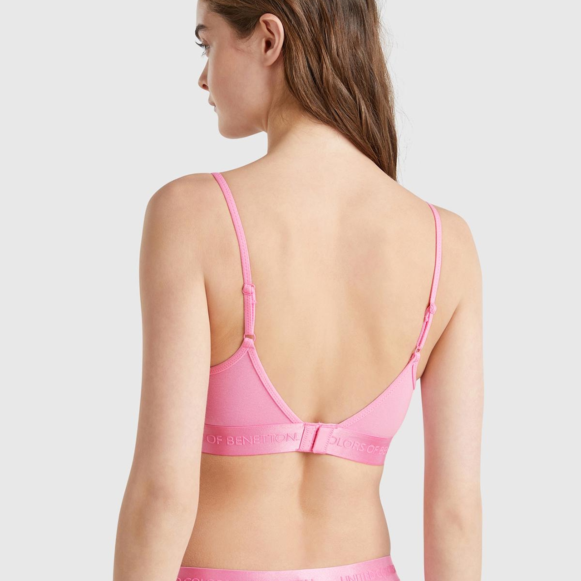 Kadın Pembe Pamuk Karışımlı Logo Bantlı Ayarlanabilir Askılı Bikini Üstü