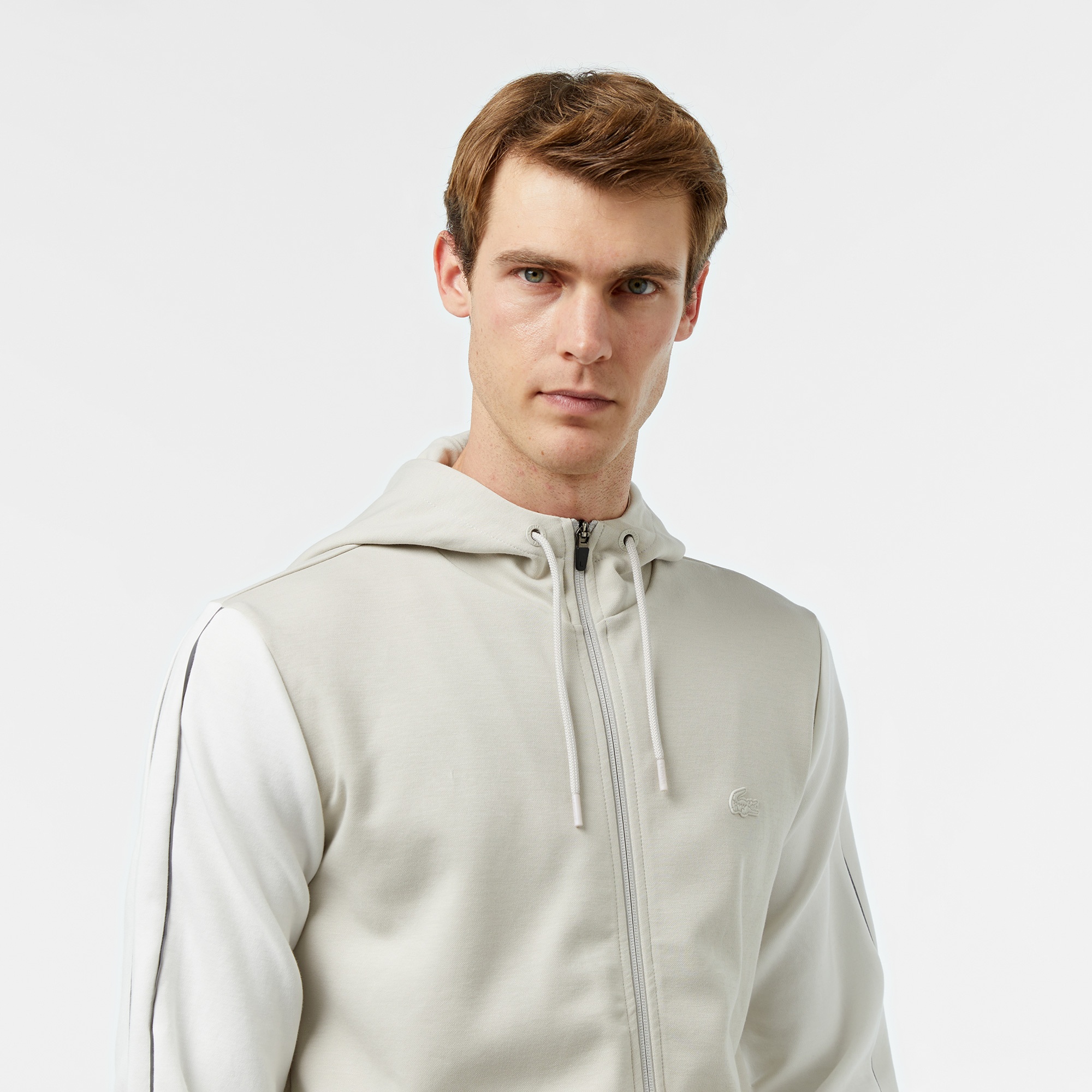 Erkek Slim Fit Kapüşonlu Gri Sweatshirt