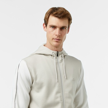  Erkek Slim Fit Kapüşonlu Gri Sweatshirt