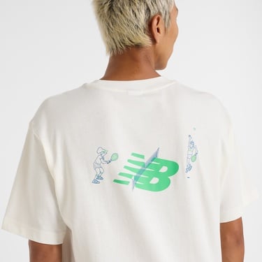  New Balance Athletics Tennis Cartoon Erkek Beyaz T-Shirt