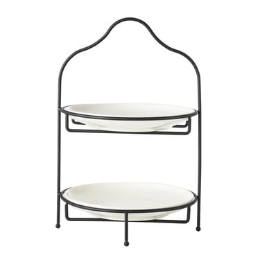  GURME İKİ KATLI SUNUM 22CM - SİYAH