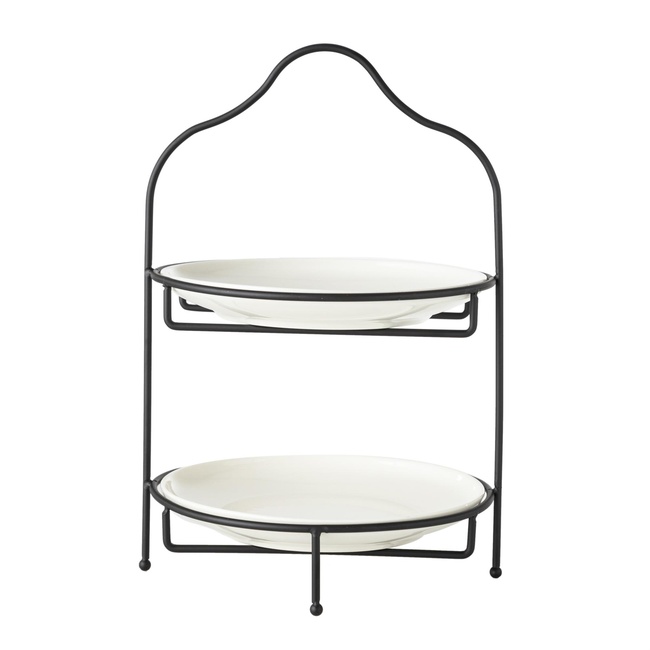  GURME İKİ KATLI SUNUM 22CM - SİYAH