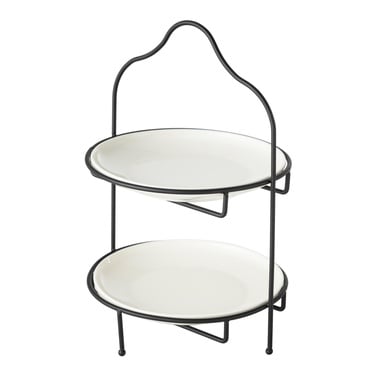  GURME İKİ KATLI SUNUM 22CM - SİYAH