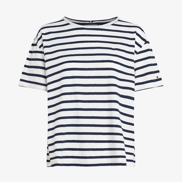  Tommy Hilfiger Modern Linen Kadın Mavi T-Shirt