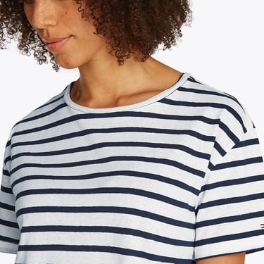  Tommy Hilfiger Modern Linen Kadın Mavi T-Shirt