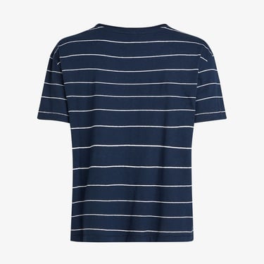  Tommy Hilfiger Modern Co Linen C-Nk Kadın Mavi T-Shirt