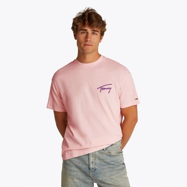  Tommy Jeans Relax Faded Graphic Ext Erkek Pembe T-Shirt