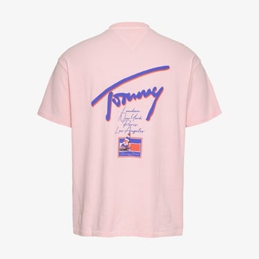  Tommy Jeans Relax Faded Graphic Ext Erkek Pembe T-Shirt