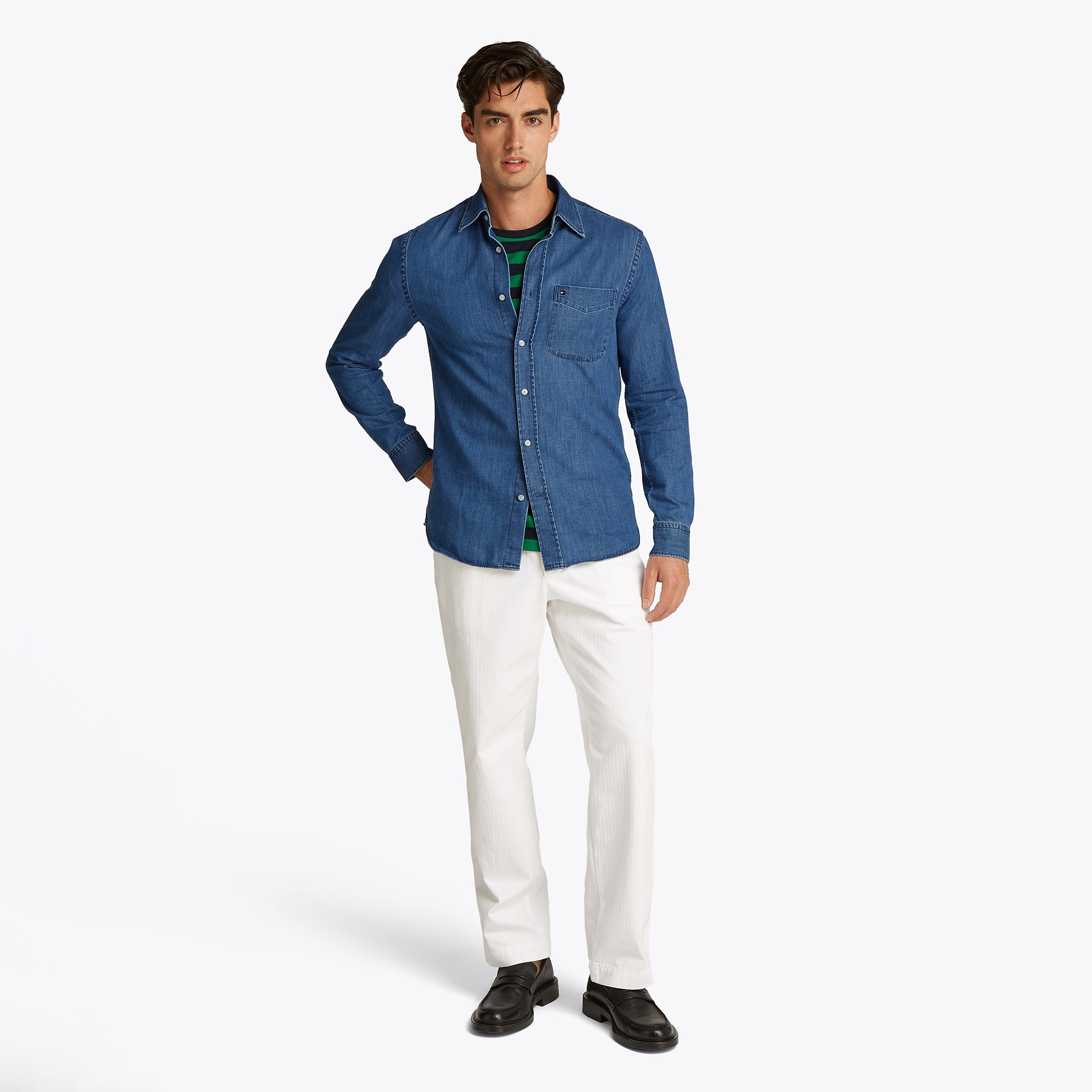 Tommy Hilfiger Lightweight Denim Erkek Lacivert Gömlek