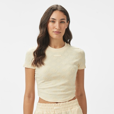  Guess Peony Jacquard Knit Recy Poly-Cotton Jacq Sponge Kadın Renkli T-Shirt