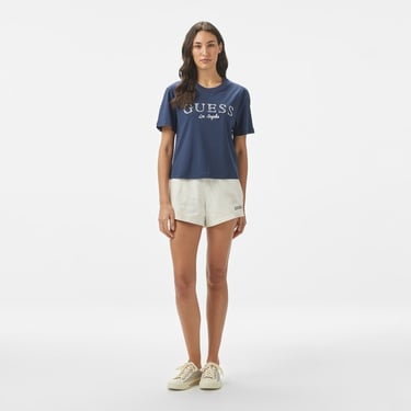  Guess Clematis Crop Kimono  Kadın Mavi T-Shirt