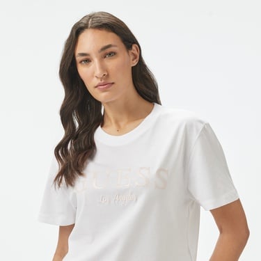  Guess Clematis Crop Kimono  Kadın Beyaz T-Shirt