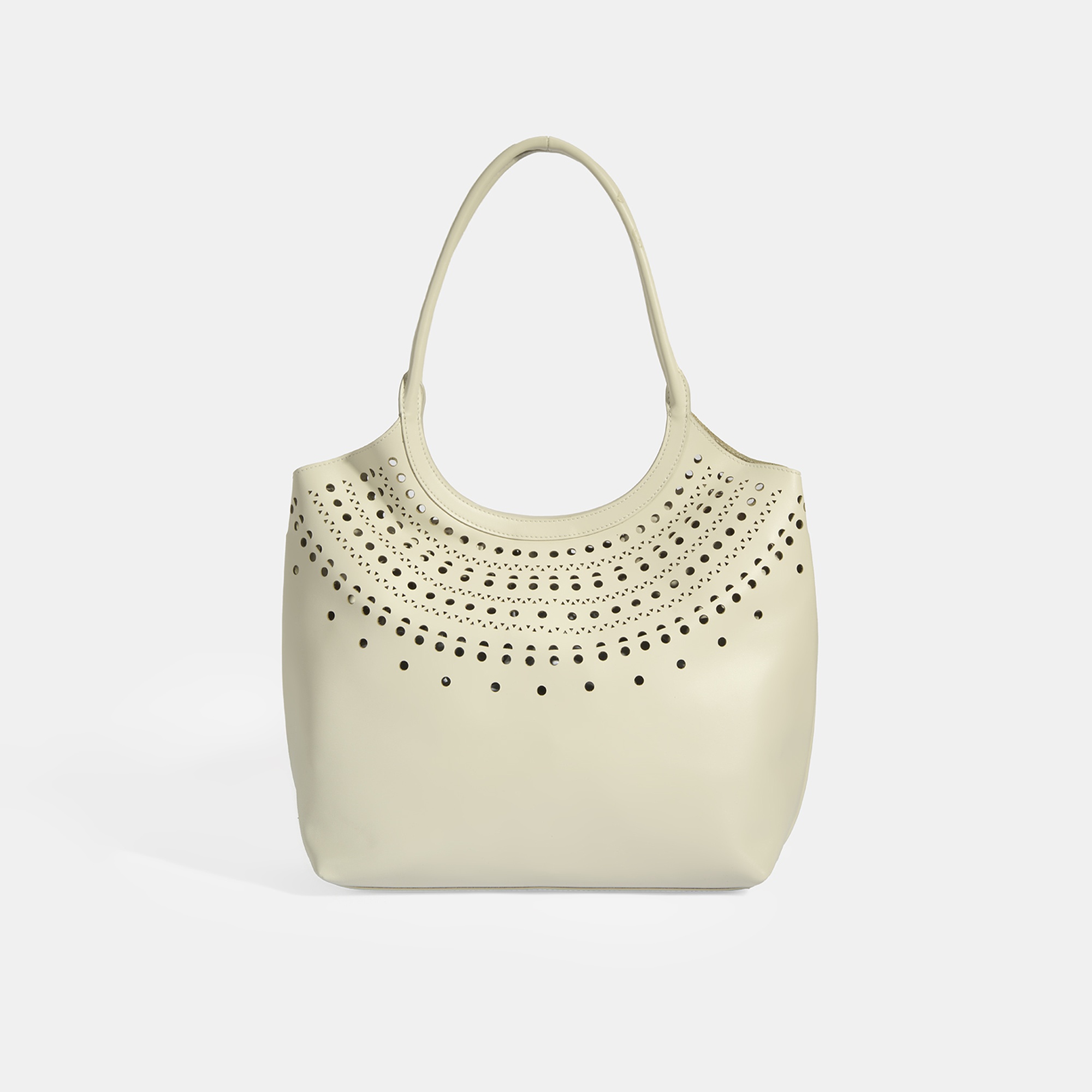 Kadın Beyaz Perforeli Deri Omuz Çantası
