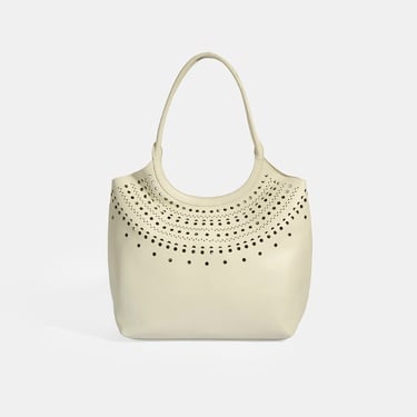  Kadın Beyaz Perforeli Deri Omuz Çantası