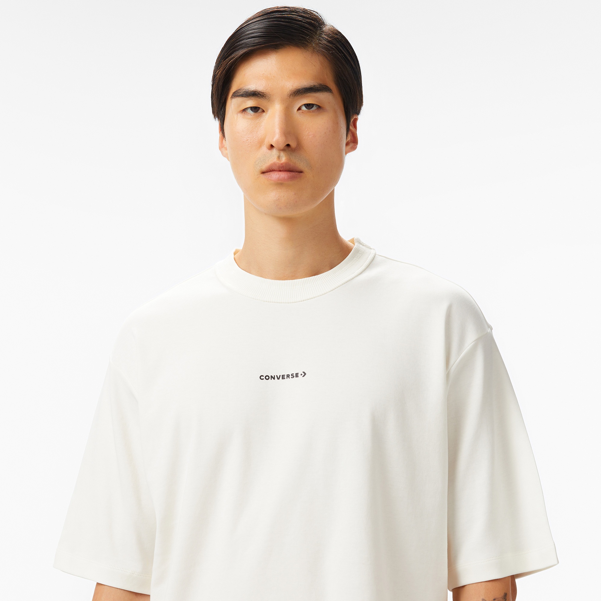 Converse Star Chevron Oversize Fit Baskılı Erkek Beyaz T-Shirt