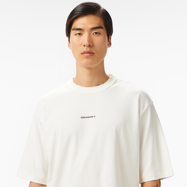  Converse Star Chevron Oversize Fit Baskılı Erkek Beyaz T-Shirt