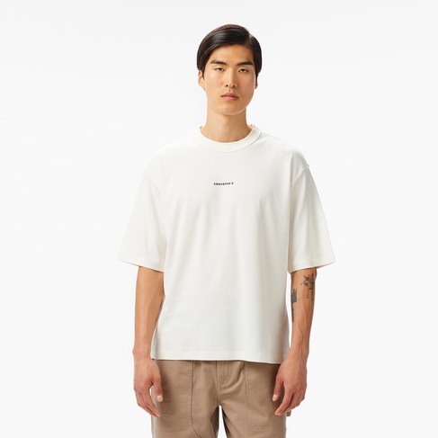  Converse Star Chevron Oversize Fit Baskılı Erkek Beyaz T-Shirt