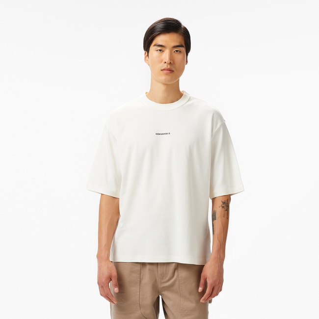  Converse Star Chevron Oversize Fit Baskılı Erkek Beyaz T-Shirt