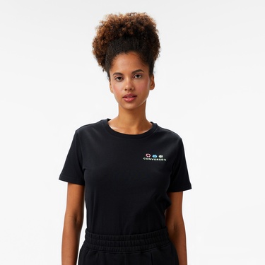  Converse Kadın Siyah T-Shirt
